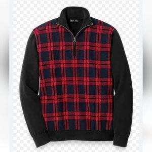 Paul Fredrick Red and Black Plaid Sweater